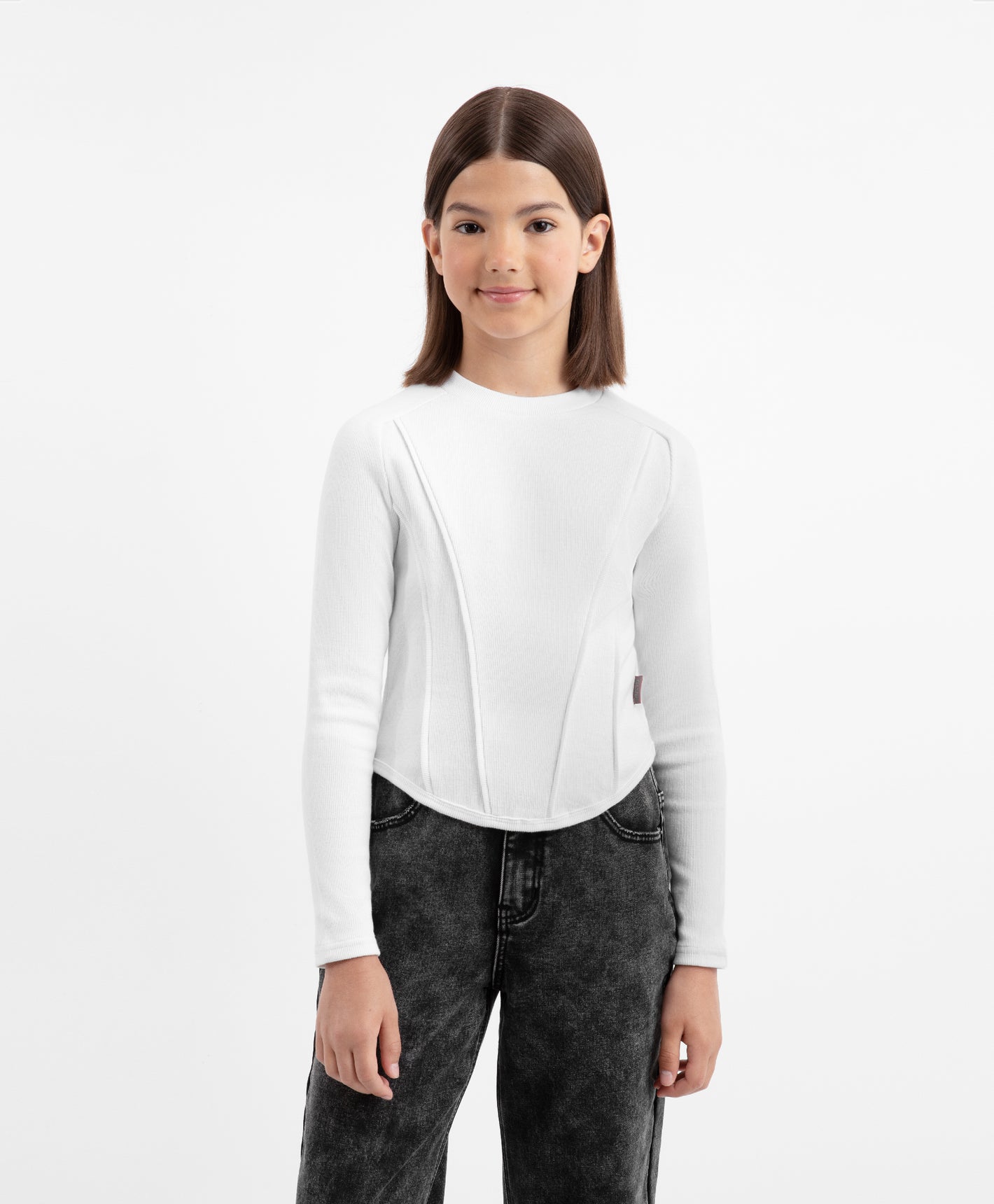 Gulliver White Long-Sleeve T-Shirt with Print for Girls