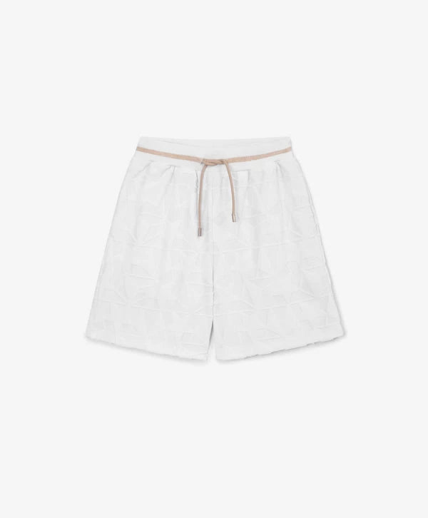 Gulliver White Terry Cloth Shorts with Textured Geometric Pattern for Girls