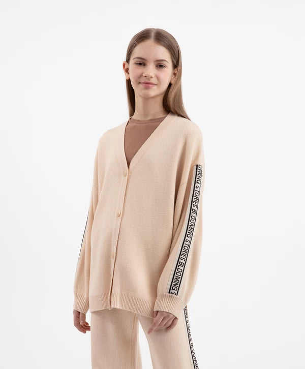 Gulliver Warm Oversized Knitted Cardigan Beige for Girls