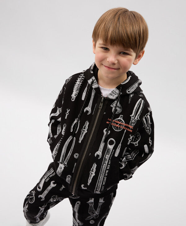 Gulliver Dark Gray Hooded Sweatshirt With Zipper for Boys - Mini