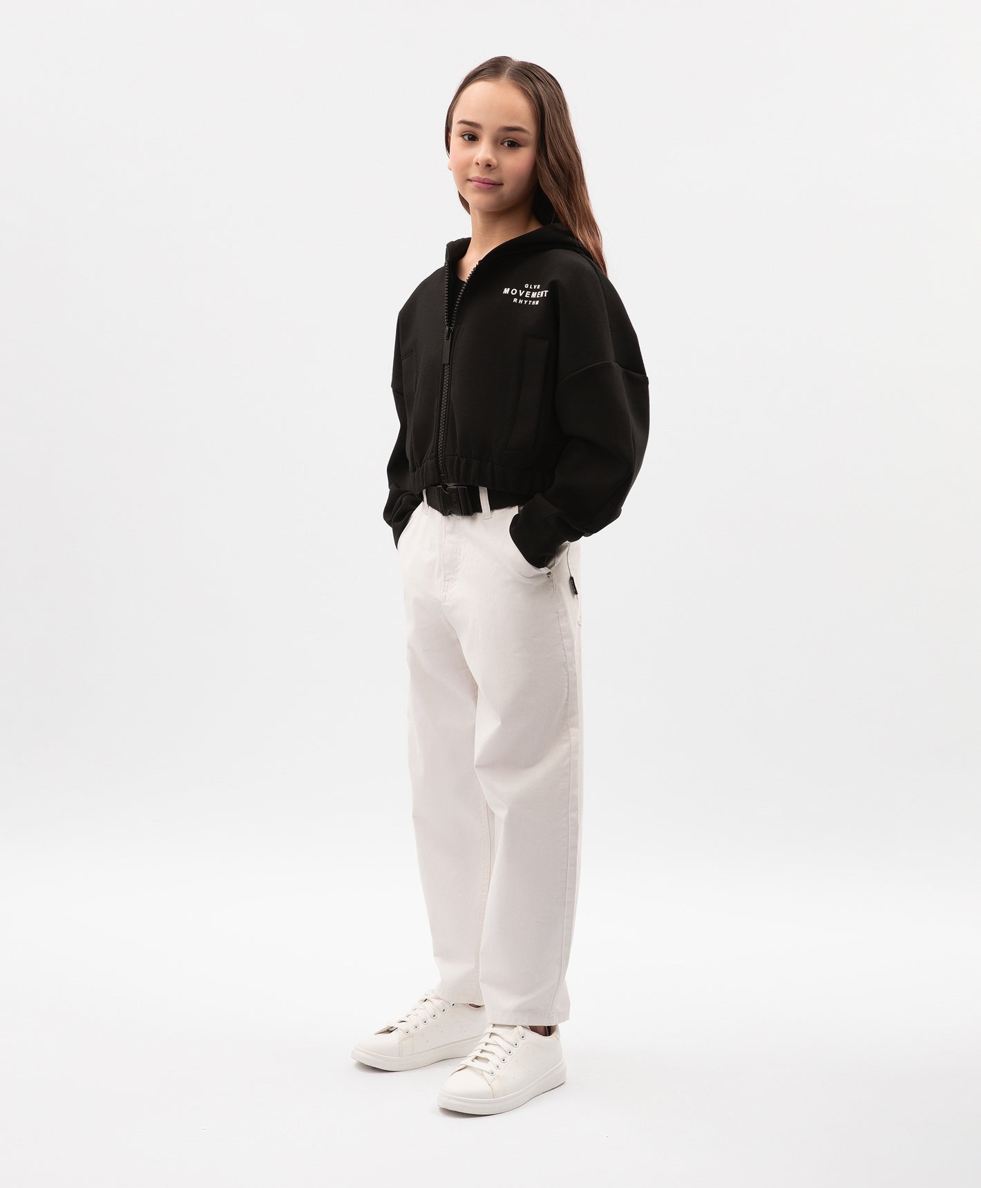 Gulliver Black Hooded Sweatshirt With Zipper for Girls - Junior