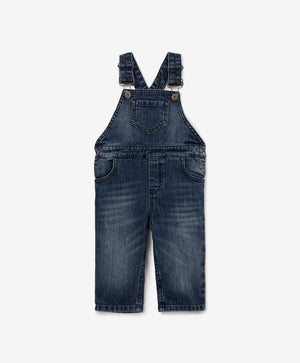 Gulliver Blue Denim Bib Overalls for Boy Baby-Highway