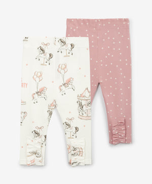 Gulliver Leggings, set of 2 pairs Multicolored for Girls-Carousel