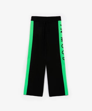 Gulliver Black Knitted Trousers with Green Side Stripes
