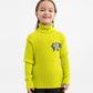 Gulliver Girls' Yellow Knitted Turtleneck with Flower Appliqu