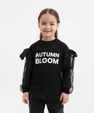 Gulliver Black Girls' Long-Sleeve Shirt with Mesh Detailing