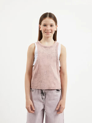 Gulliver Pink Layered Tank Top for Girl Junior-Ballet