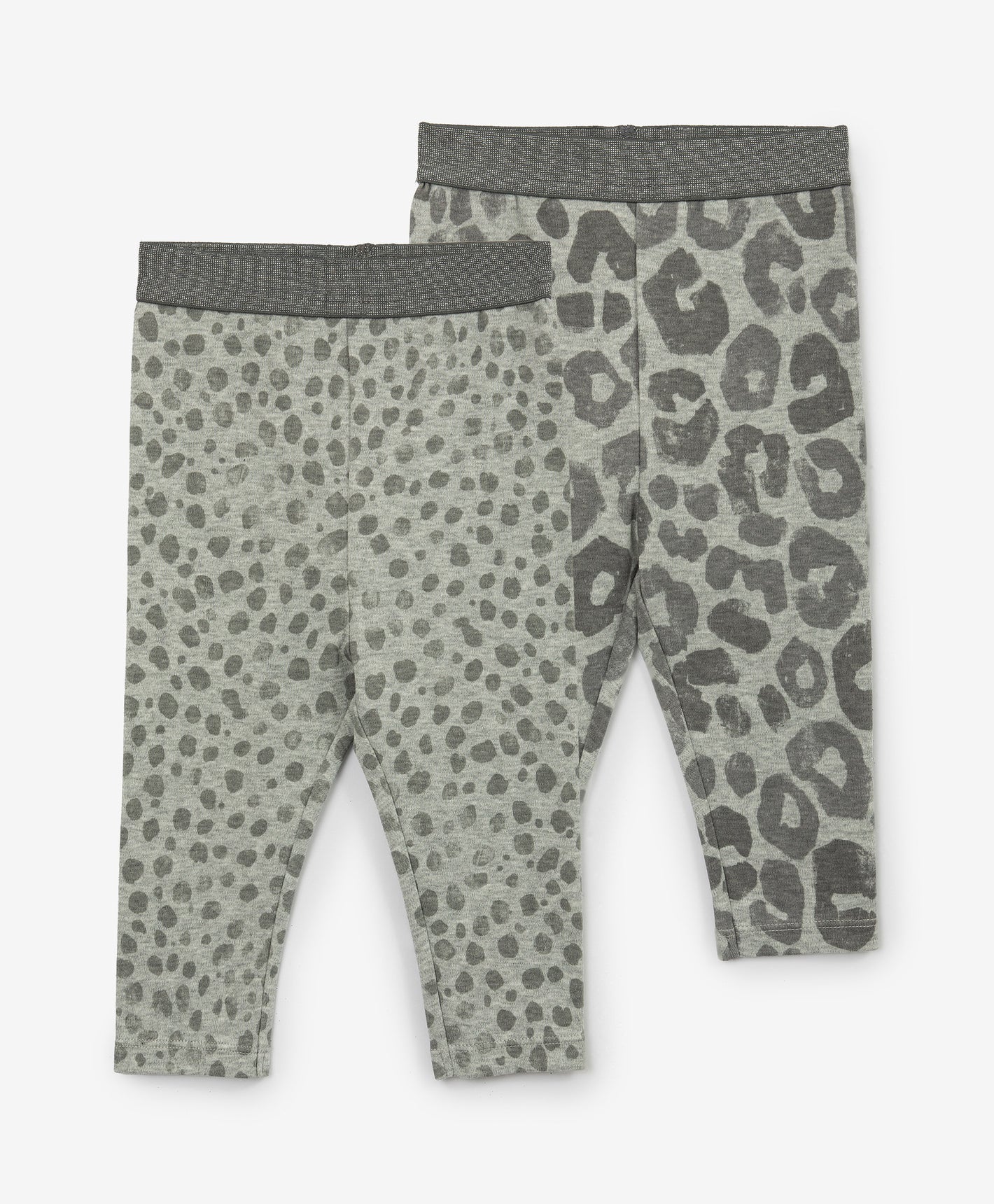 Gulliver Baby leggings, set of 2 pairs Gray for Girls-Snow Leopard