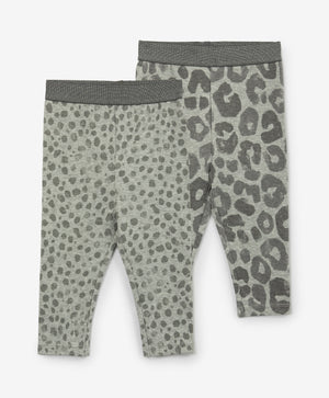 Gulliver Baby leggings, set of 2 pairs Gray for Girls-Snow Leopard