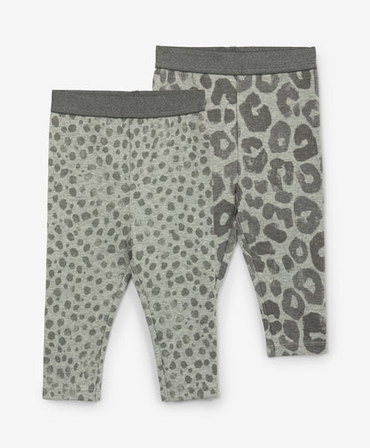 Gulliver Baby leggings, set of 2 pairs Gray for Girls-Snow Leopard