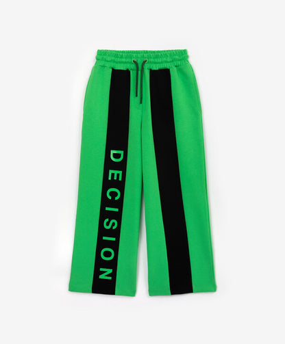 Gulliver Wide-Leg Green Knit Trousers for Girls