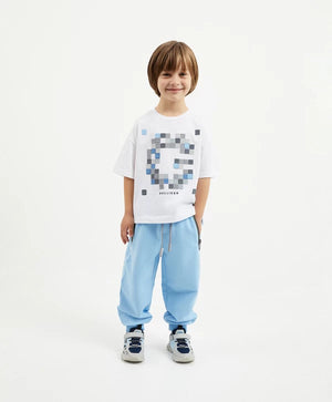 Gulliver Light Blue Knit Jogger Pants for Boy Mini-Pixels