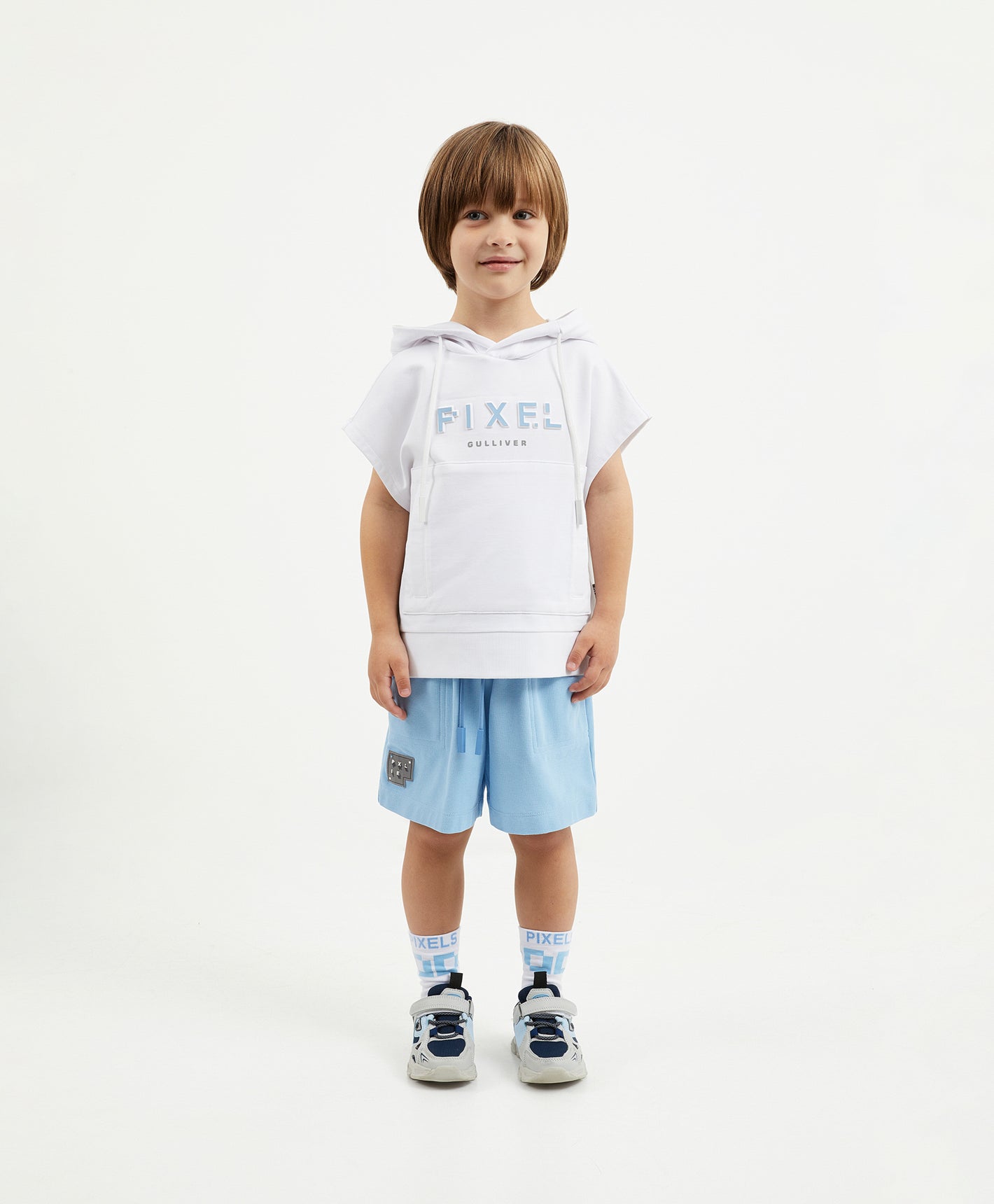 Gulliver Light Blue Pique Shorts with Elastic Waist for Boy Mini-Pixels