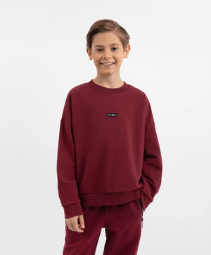 سويت شيرت Gulliver Burgundy كبير الحجم مع زخرفة متهالكة للأولاد
