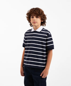 Gulliver Multicolor Striped Short Sleeve Polo Shirt for Boy Junior-Transit