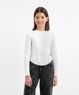 Gulliver White Long-Sleeve T-Shirt with Print for Girls