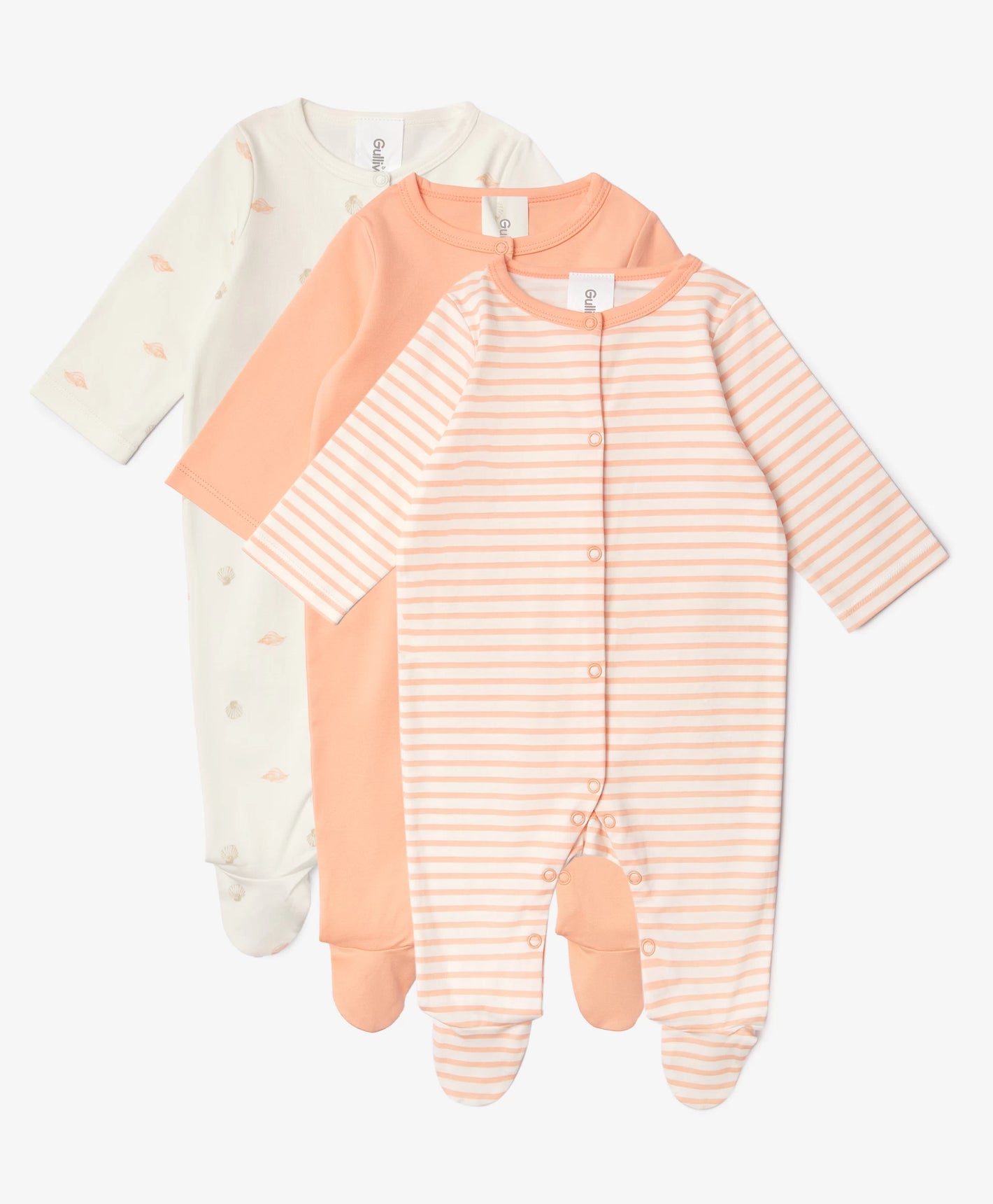 Gulliver Set of 3 footed sleepsuits for girls, multicolor