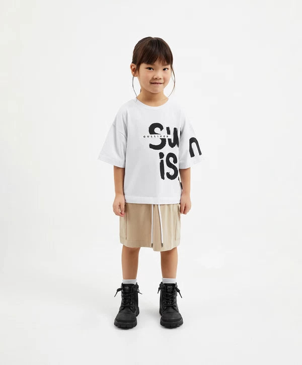 Gulliver Short Sleeve Dress White for Girl Mini-Ecuador