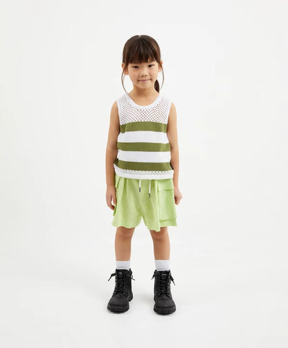 Gulliver Light Green Linen Cargo Shorts for Girl Mini-Ecuador