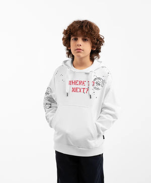 GulliverWhite Hoodie with Prints for Boy Junior-Transit