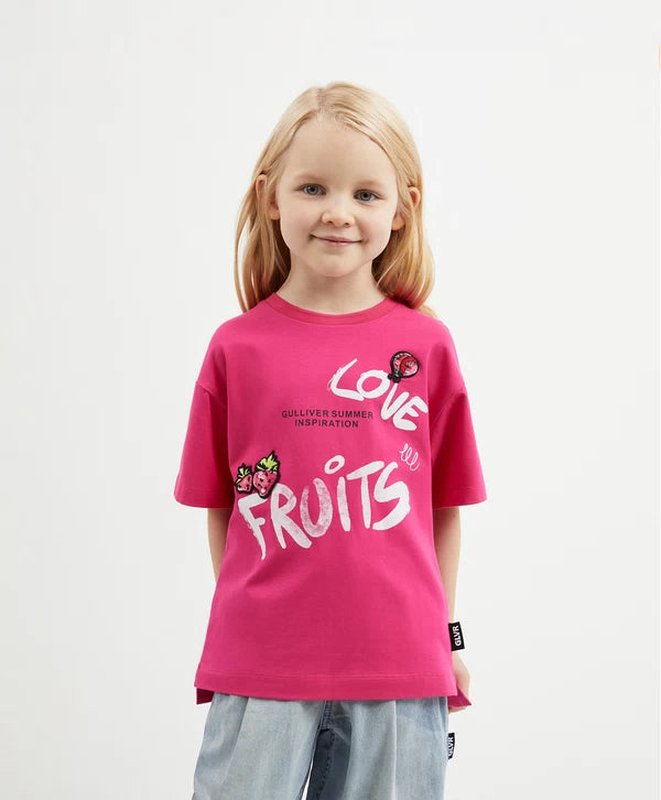 Gulliver Pink Short Sleeve T-shirt for Girl Mini-Smoothie