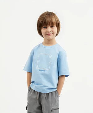 Gulliver Short Sleeve T-shirt Light Blue  for Boy Mini -Pixels