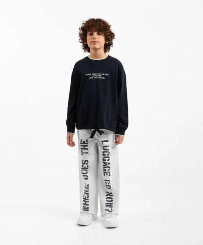 Gulliver Blue Long Sleeve Top with Drawstring Hem for Boy Junior-Transit