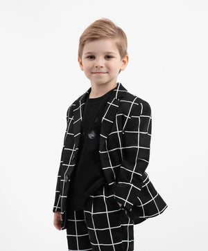 Gulliver Black Checked Textile Blazer for Boys