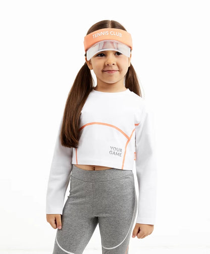 Gulliver Cropped Long-Sleeve White Top for Girl Mini-Court