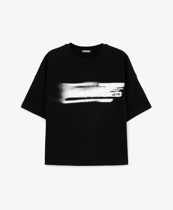 Gulliver Black Oversized Short Sleeve T-shirt for Girl Junior-Hot Heart