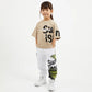Gulliver White Knitted Jogger Pants with Asymmetrical Print for Girl Mini-Ecuador