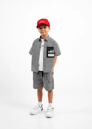 Gulliver Check Textile Shorts with Elastic Waist for Boys Mini-Lighthouse