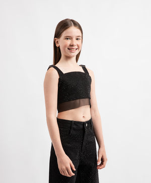 Gulliver Top Black for Girls Junior-Rose Quartz