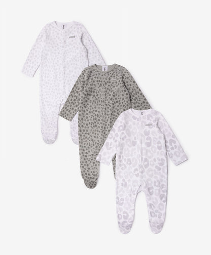 Gulliver Newborn jumpsuit, set 3 of pcs Gray for Unisex- Snow Leopard