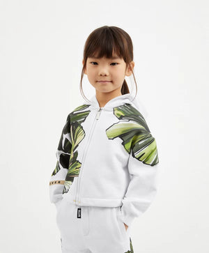 Gulliver White Zip up Hoodies for Girl Mini-Ecuador