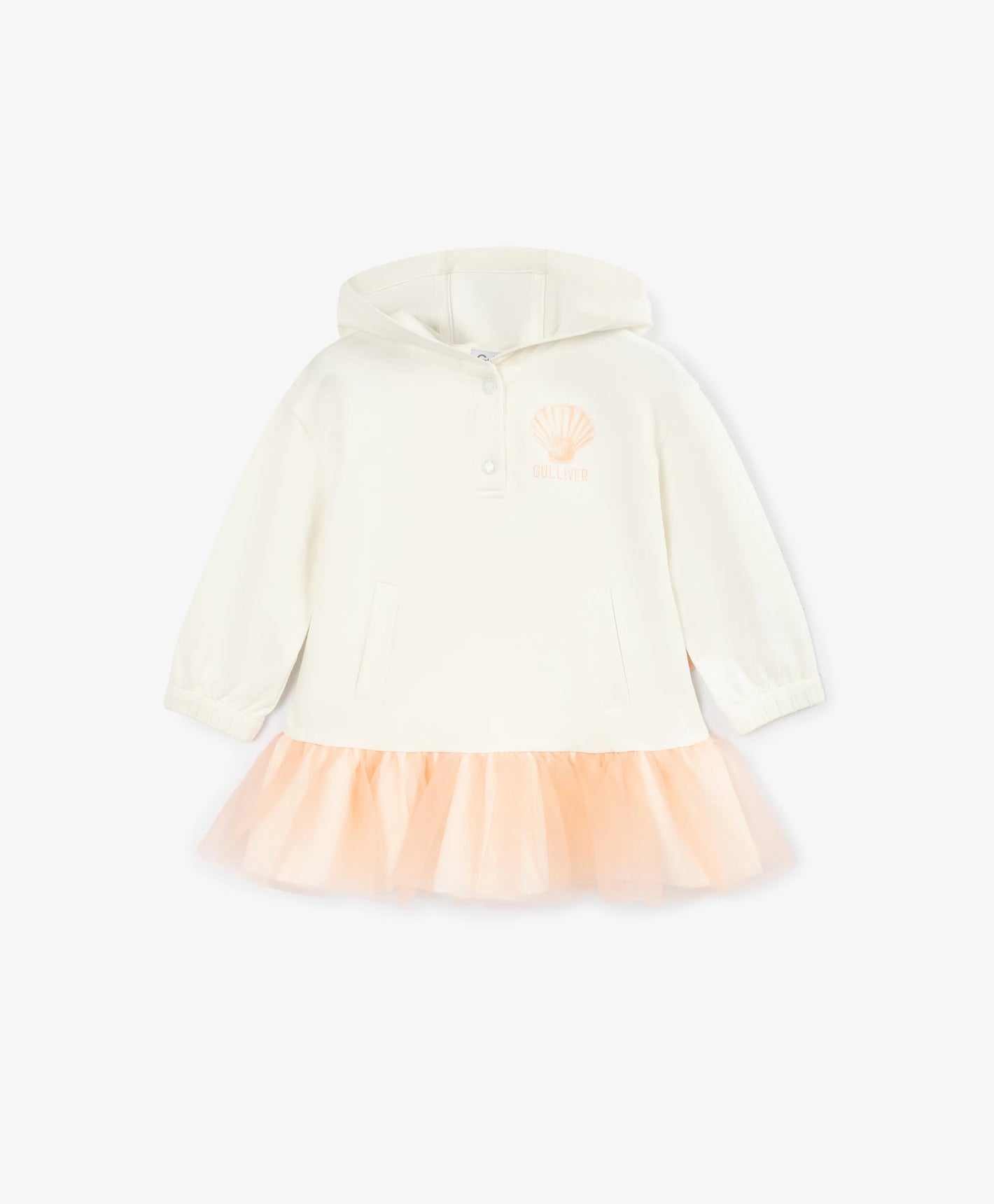 Gulliver White long-sleeve children's dress made of fleece fabric
