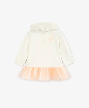 Gulliver White long-sleeve children's dress made of fleece fabric