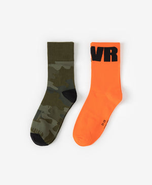 Gulliver Khaki & Orange Socks, set of 2 pairs for Boys