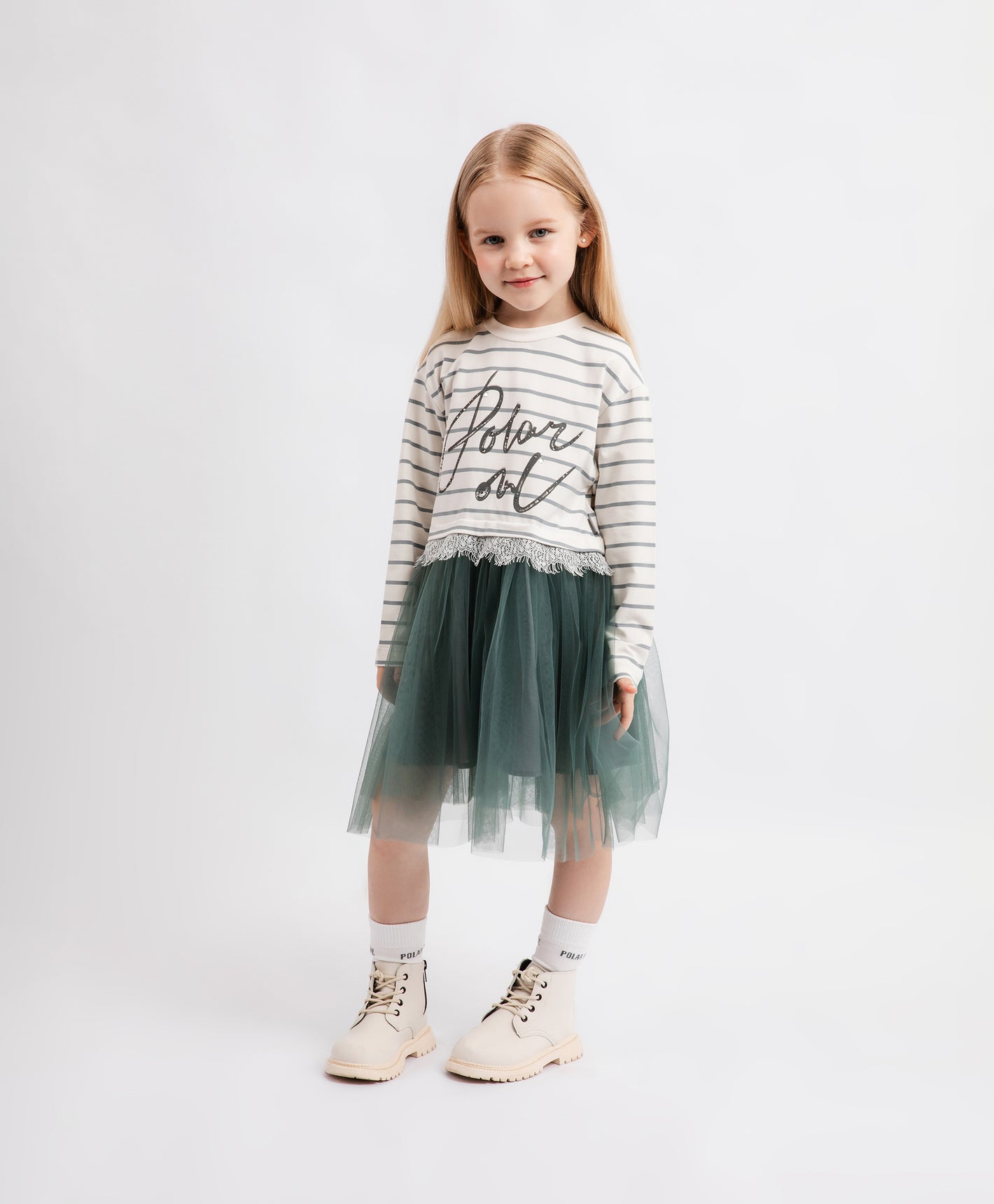 Gulliver Dress Milky color for Girls Mini - Polar Owl