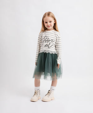 Gulliver Dress Milky color for Girls Mini - Polar Owl