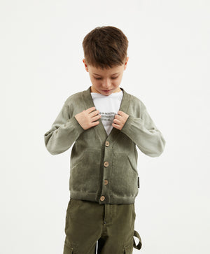 Gulliver Khaki Cardigan with Uneven Dye Effect for Boy Mini-Expedition