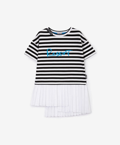 Gulliver White Dress with Knit and Textile Combination for Girls
