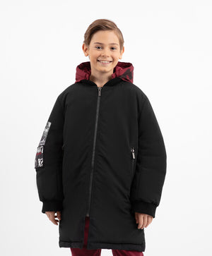 Gulliver Black Mid-Season Puffer Coat for Boys