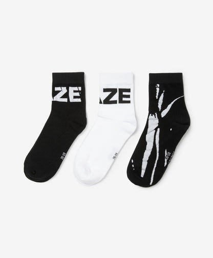 Gulliver Socks, set of 3 pairs Black and white for Boys Junior -Printer