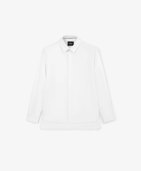 Gulliver White Long-Sleeve Cotton Shirt for Boys