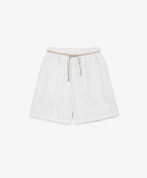 Gulliver White Terry Cloth Shorts with Textured Geometric Pattern for Girls