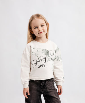 Gulliver Sweatshirt Milky color for Girls Mini - Polar Owl