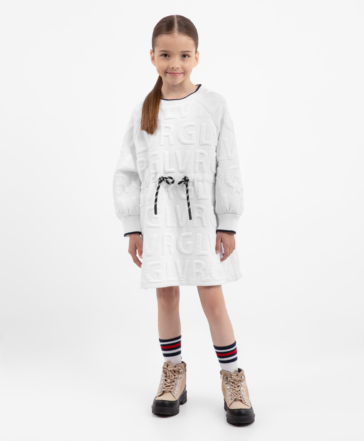 Gulliver White Long Sleeve Dress for Girls - Mini