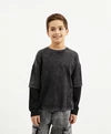 Gulliver Dark Gray Long Sleeve Top with Layered Effect for Boy Junior-Matrix