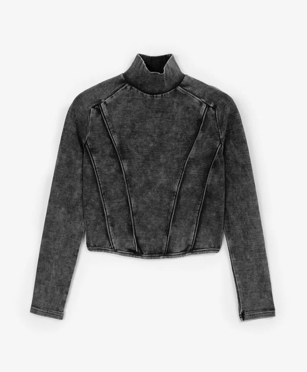 Gulliver Grey Fitted Turtleneck with Washed Effect for Girls